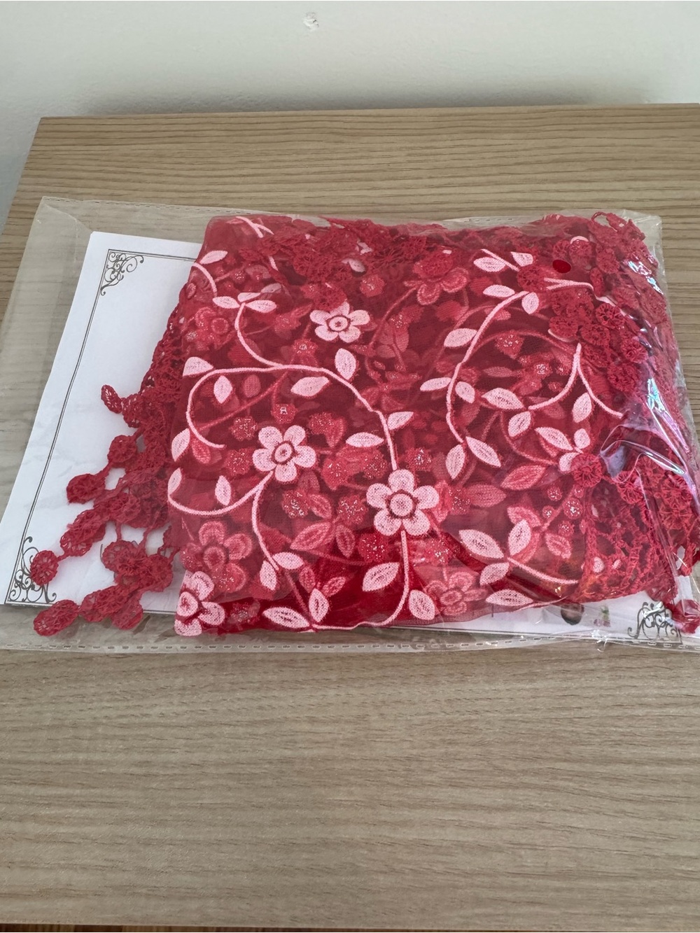 Red Floral Embroidered Lace Trim